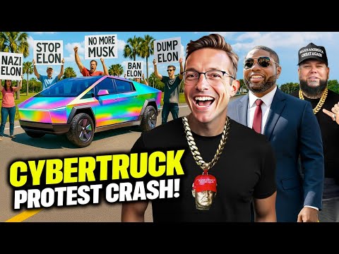 I Drove A Trump Cybertruck Through A Lib Tesla Protest | What Happened Next Is INSANE...